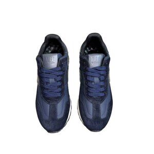 Dunhill Lace-Up Casual Suede Sneakers Dark Blue